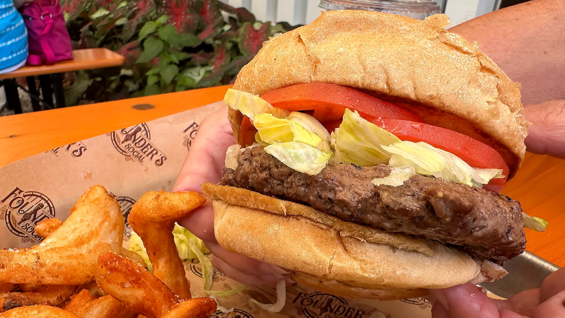 A burger and fries
