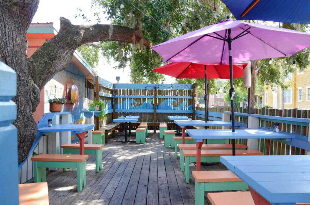 The dog friendly deck at Indigo Shanty